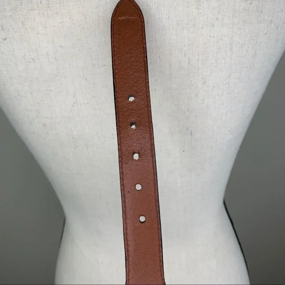 Brown Leather and Western Fabric Belt w/Silver‎